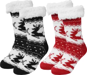 Slipper Socks for Women with Gripper - Winter Non Slip Thick Fuzzy Socks - Warm Cozy Christmas Gift