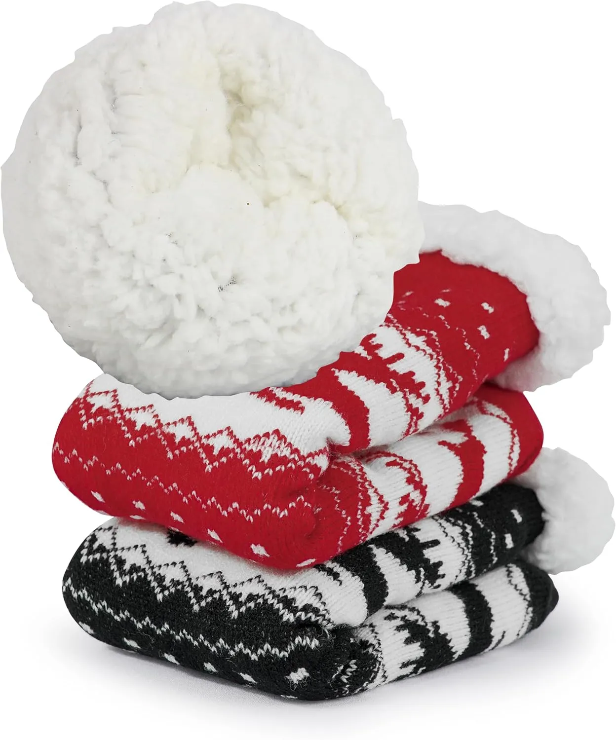 Slipper Socks for Women with Gripper - Winter Non Slip Thick Fuzzy Socks - Warm Cozy Christmas Gift