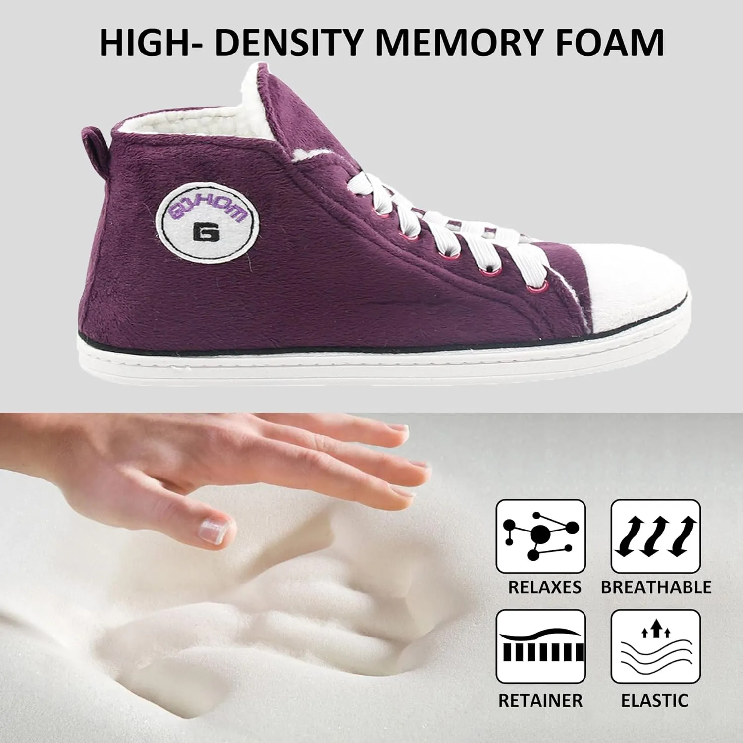 Sneaker Slippers for Women Fashion Indoor House Slipper Boots, Women's Super Soft Warm High Top Plush House Shoes for Women Slippers