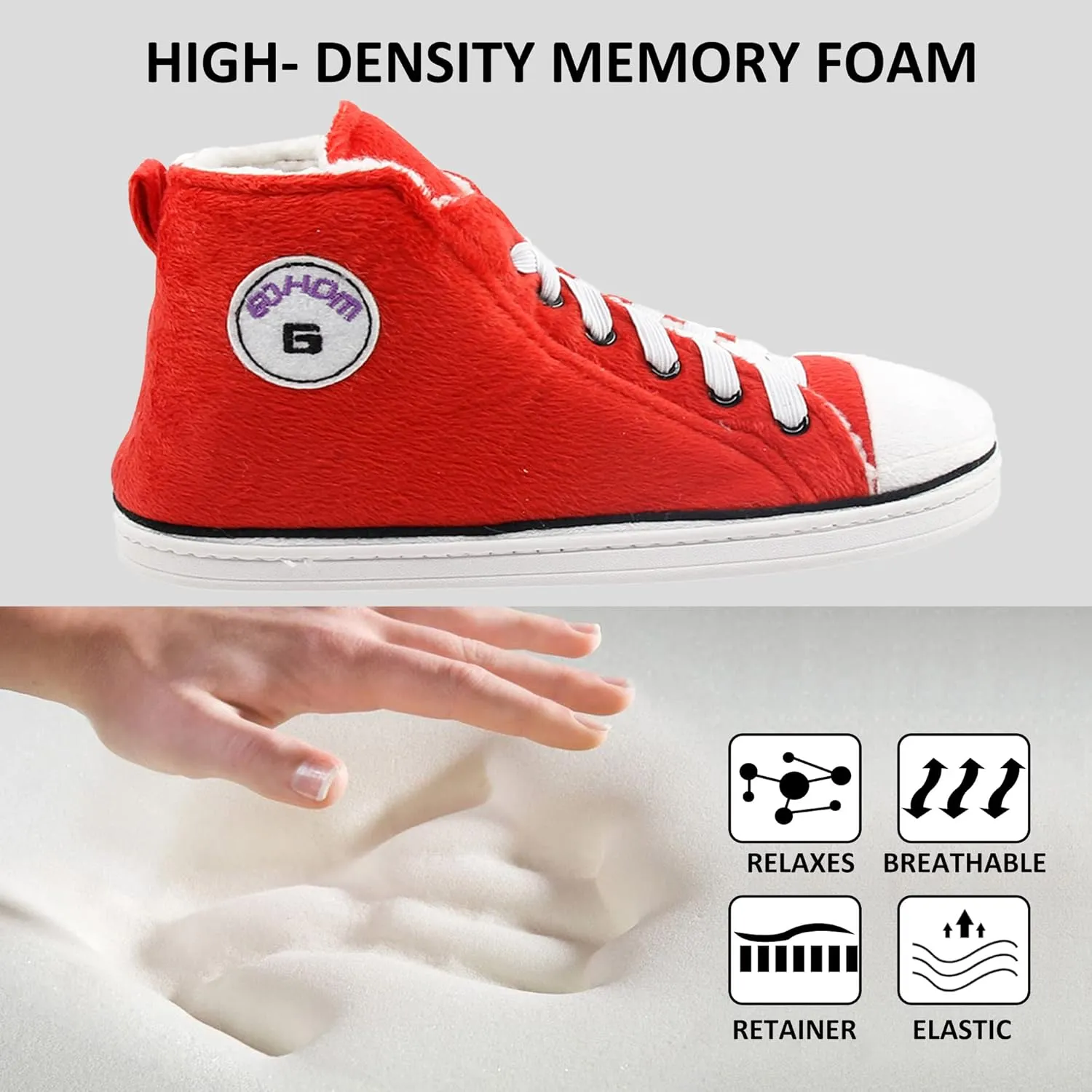 Sneaker Slippers for Women Fashion Indoor House Slipper Boots, Women's Super Soft Warm High Top Plush House Shoes for Women Slippers