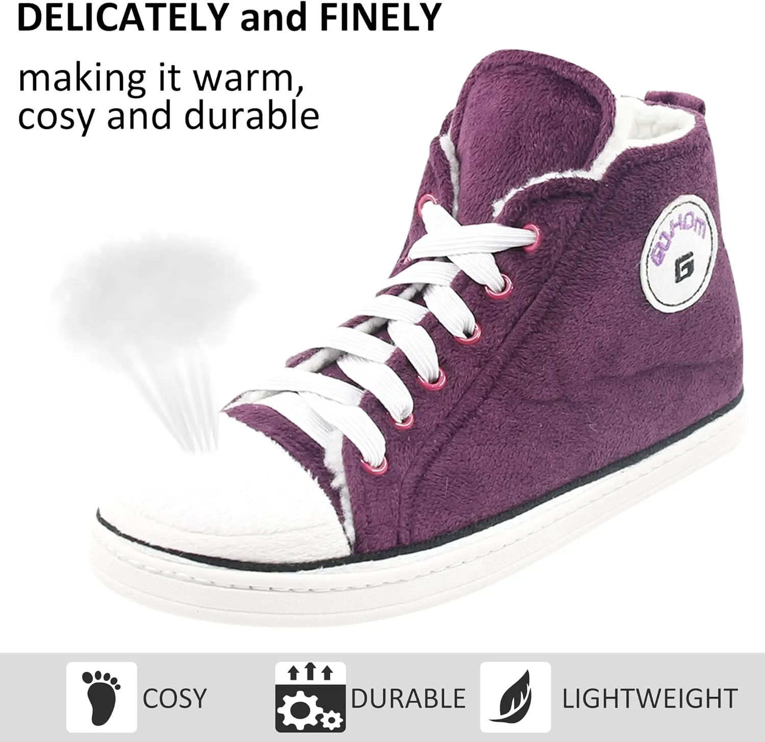 Sneaker Slippers for Women Fashion Indoor House Slipper Boots, Women's Super Soft Warm High Top Plush House Shoes for Women Slippers