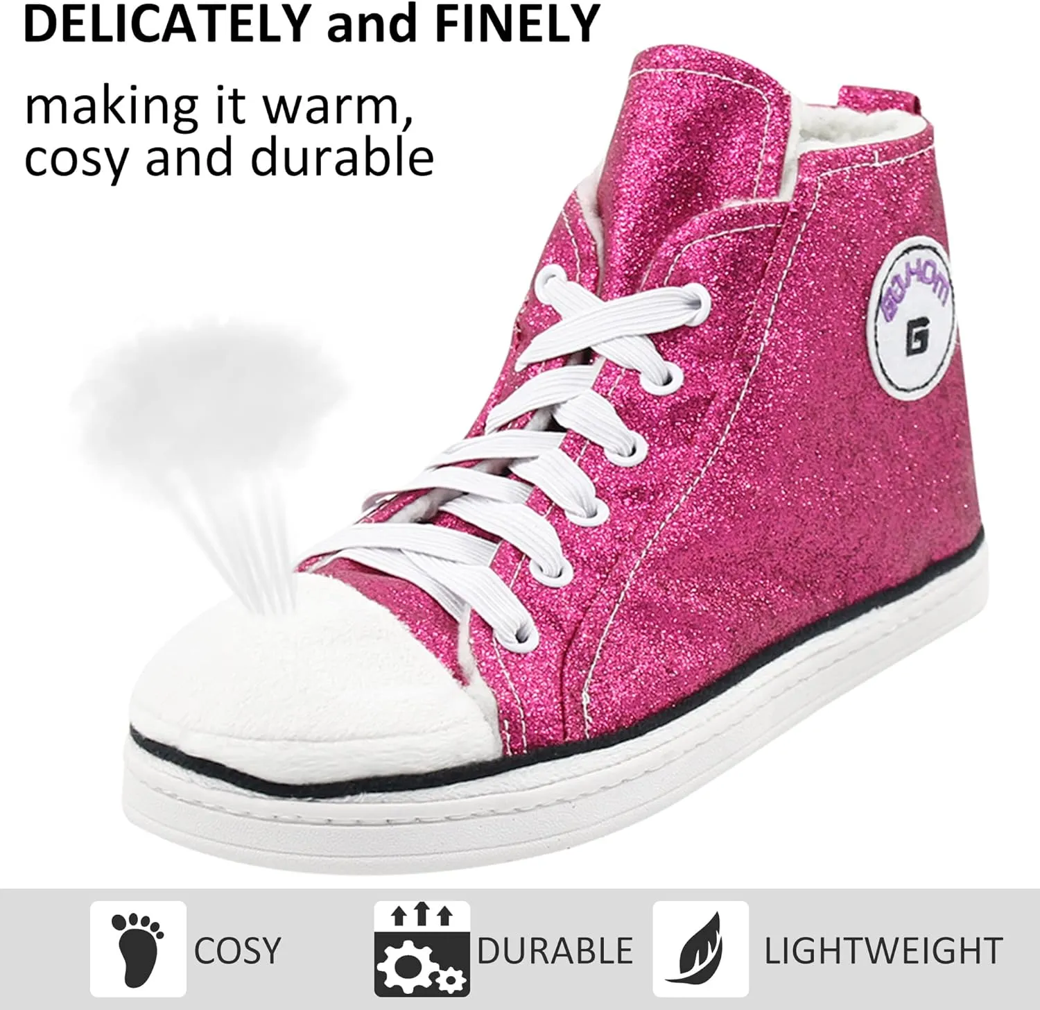 Sneaker Slippers for Women Fashion Indoor House Slipper Boots, Women's Super Soft Warm High Top Plush House Shoes for Women Slippers