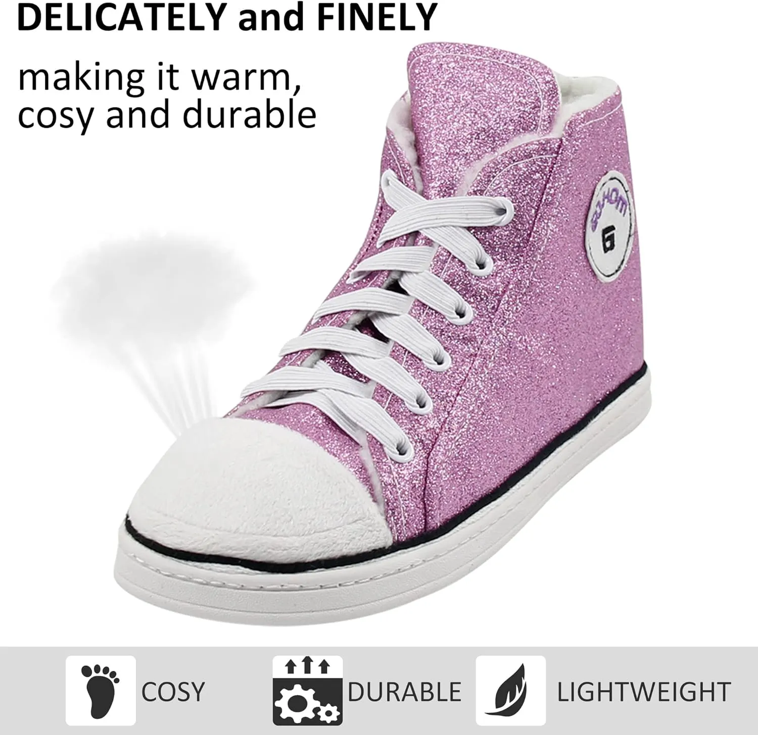 Sneaker Slippers for Women Fashion Indoor House Slipper Boots, Women's Super Soft Warm High Top Plush House Shoes for Women Slippers