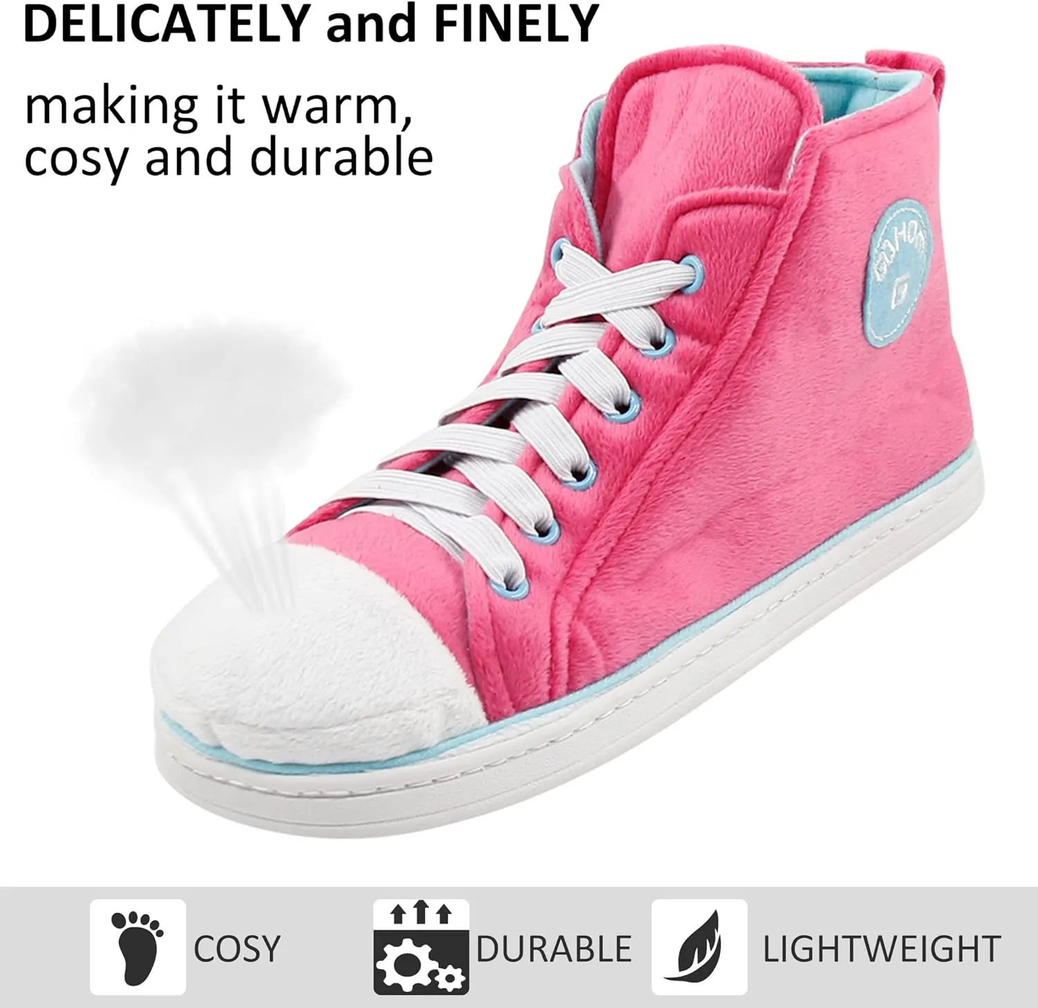 Sneaker Slippers for Women Fashion Indoor House Slipper Boots, Women's Super Soft Warm High Top Plush House Shoes for Women Slippers