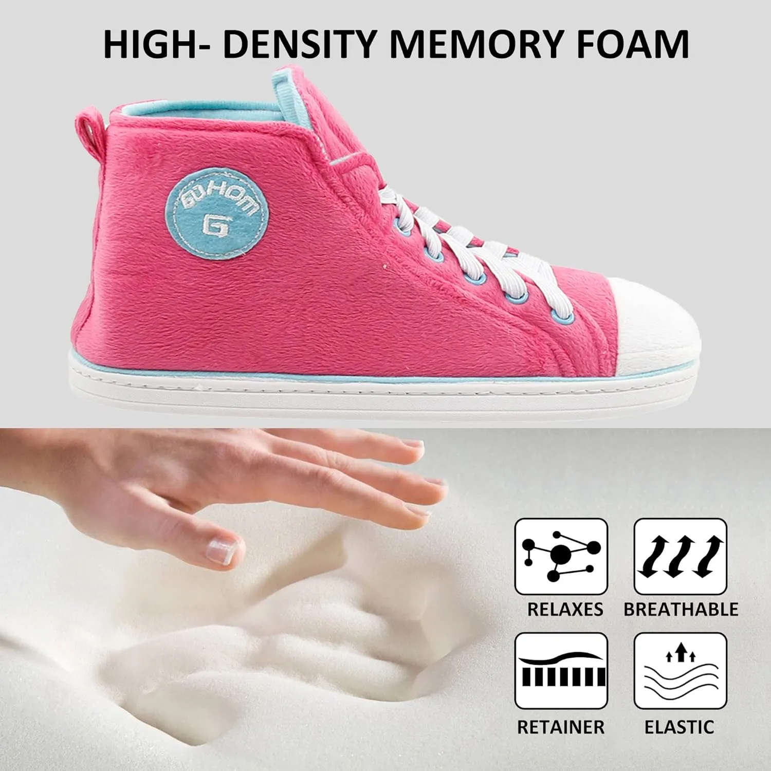 Sneaker Slippers for Women Fashion Indoor House Slipper Boots, Women's Super Soft Warm High Top Plush House Shoes for Women Slippers