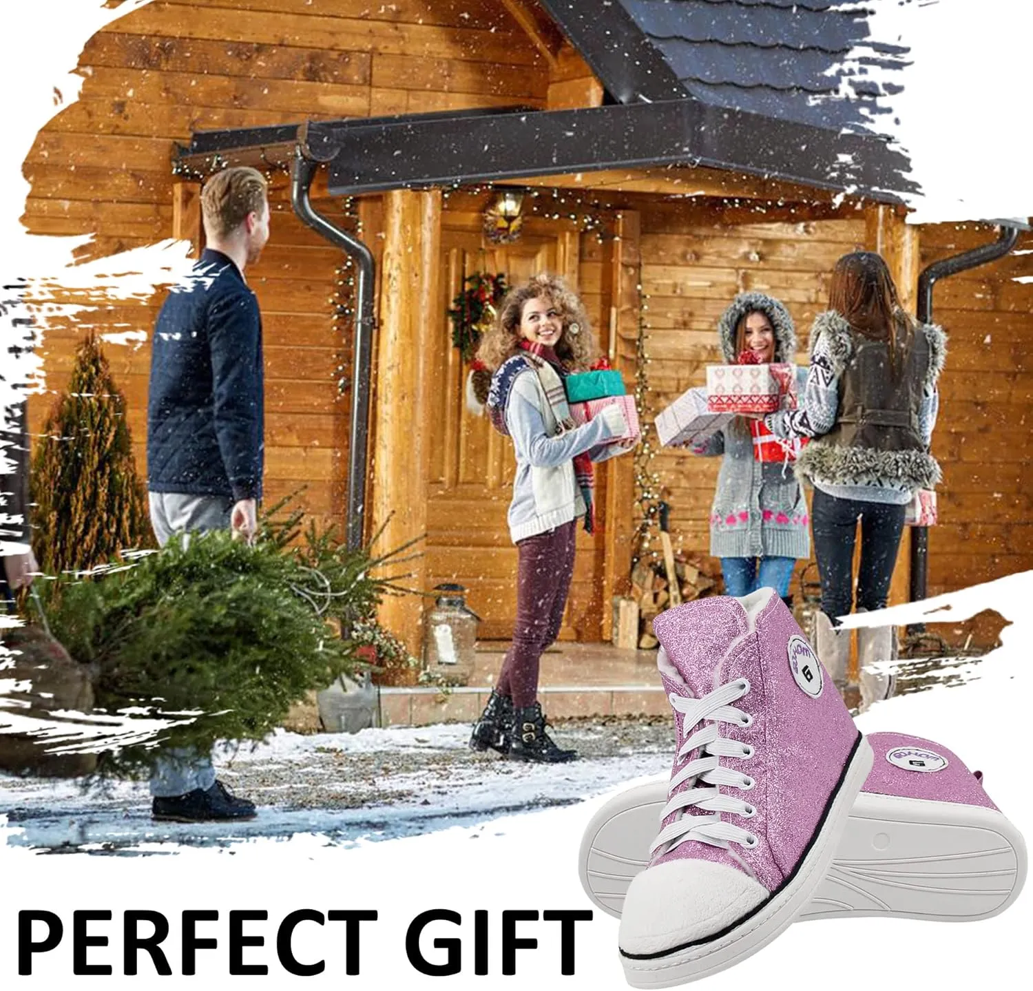 Sneaker Slippers for Women Fashion Indoor House Slipper Boots, Women's Super Soft Warm High Top Plush House Shoes for Women Slippers