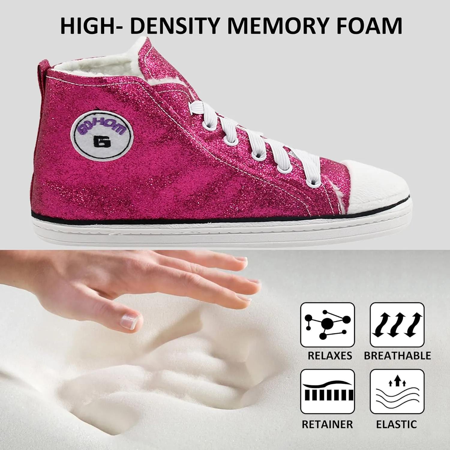 Sneaker Slippers for Women Fashion Indoor House Slipper Boots, Women's Super Soft Warm High Top Plush House Shoes for Women Slippers