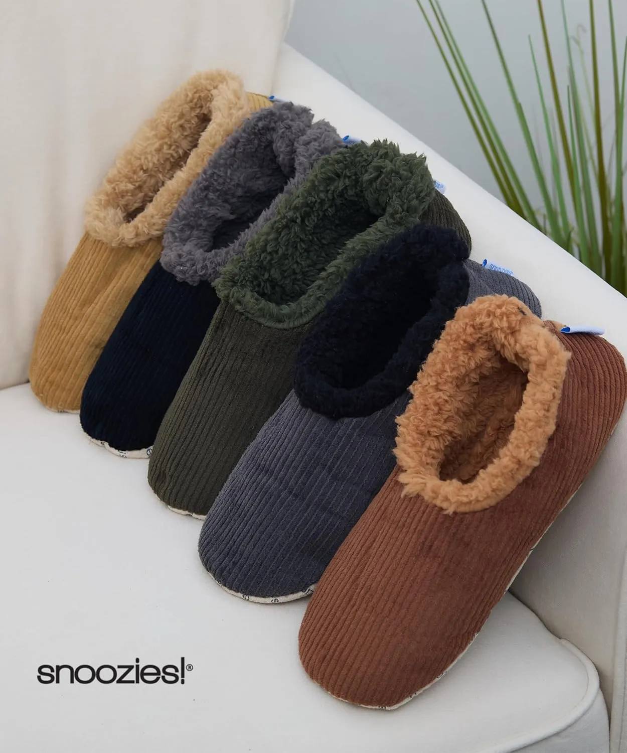 Snoozies Mens Slippers Indoor Plaid, Cord, or Camo, Sherpa Fleece-Lined Slippers Socks Non-Skid, Mens House Shoes, Male Gifts