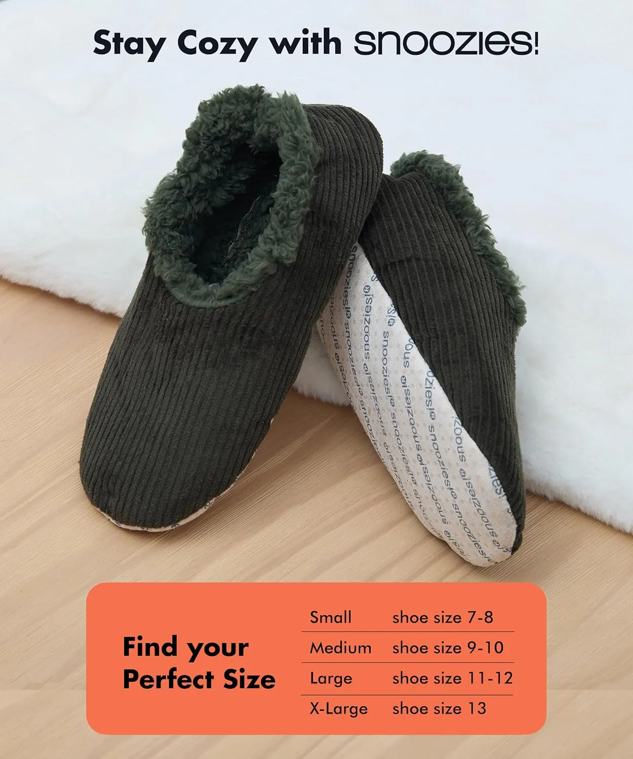 Snoozies Mens Slippers Indoor Plaid, Cord, or Camo, Sherpa Fleece-Lined Slippers Socks Non-Skid, Mens House Shoes, Male Gifts