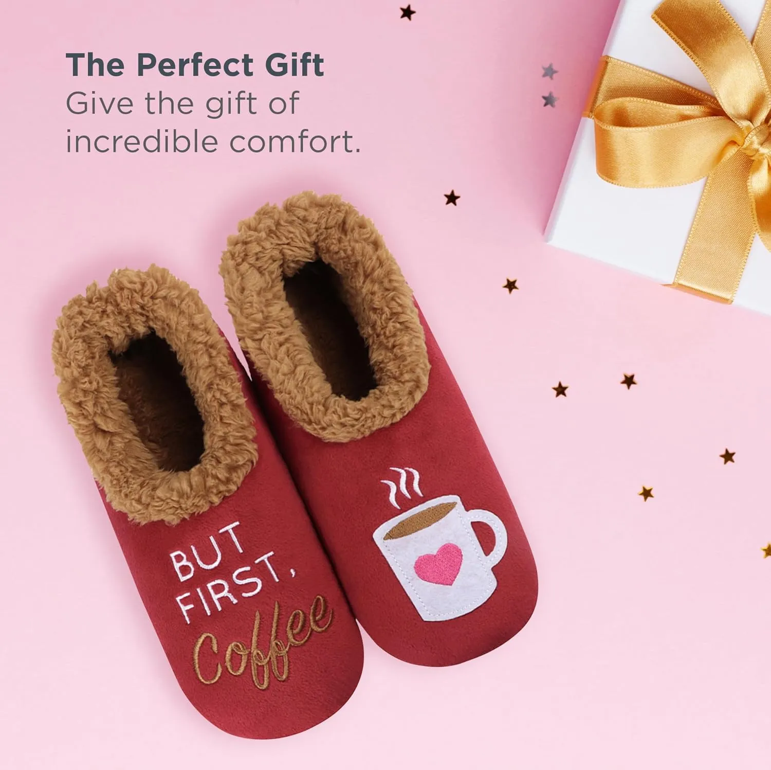 Snoozies Pairables Sherpa-lined Slipper Socks - Fuzzy and Cute Slippers for Women with Non-Slip Sole - Ladies Warm Slippers
