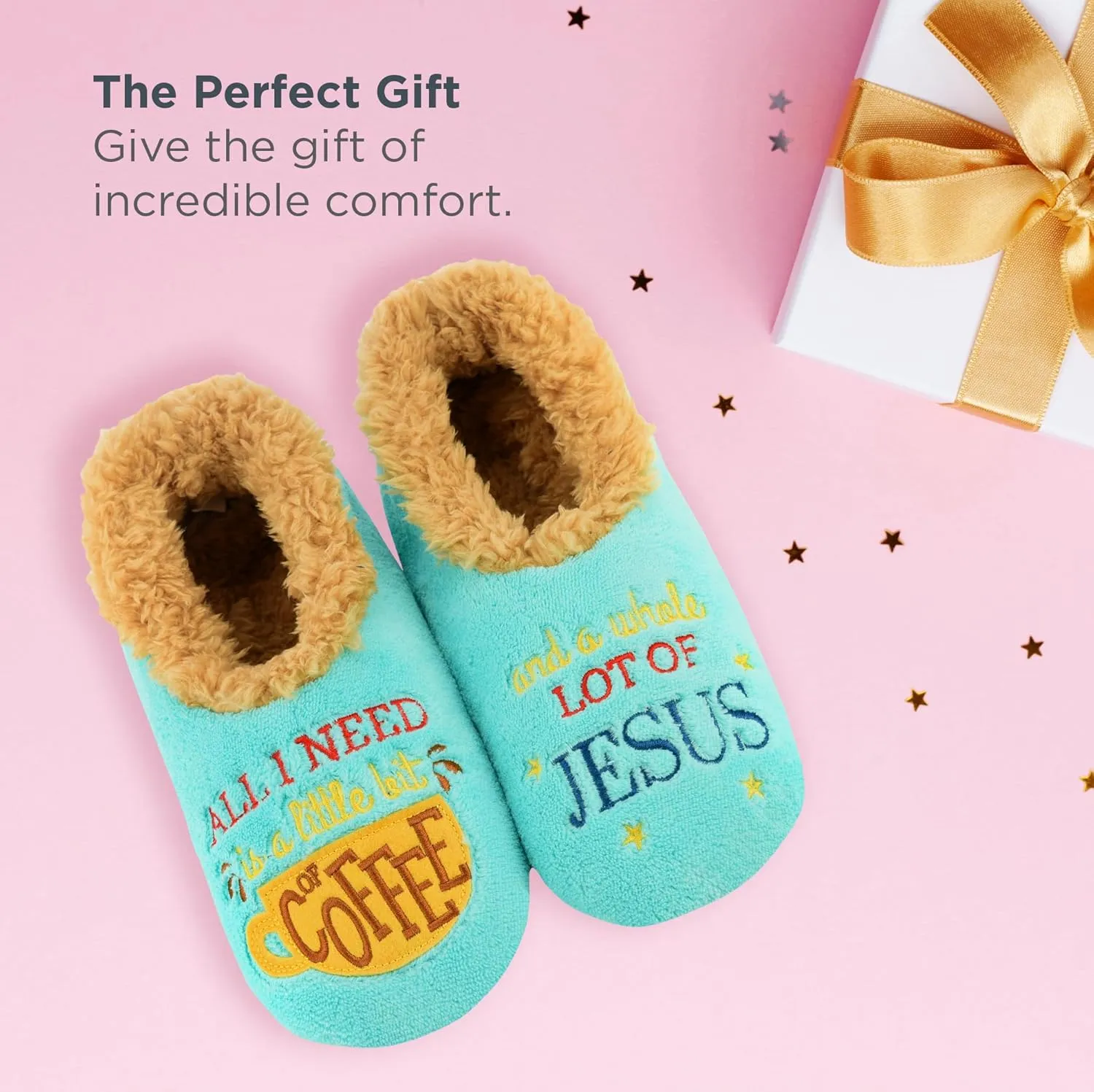 Snoozies Pairables Sherpa-lined Slipper Socks - Fuzzy and Cute Slippers for Women with Non-Slip Sole - Ladies Warm Slippers