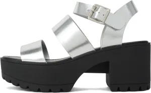 Soda ACCOUNT ~ Women Open Toe Two Bands Lug sole Fashion Block Heel Sandals with Adjustable Ankle Strap