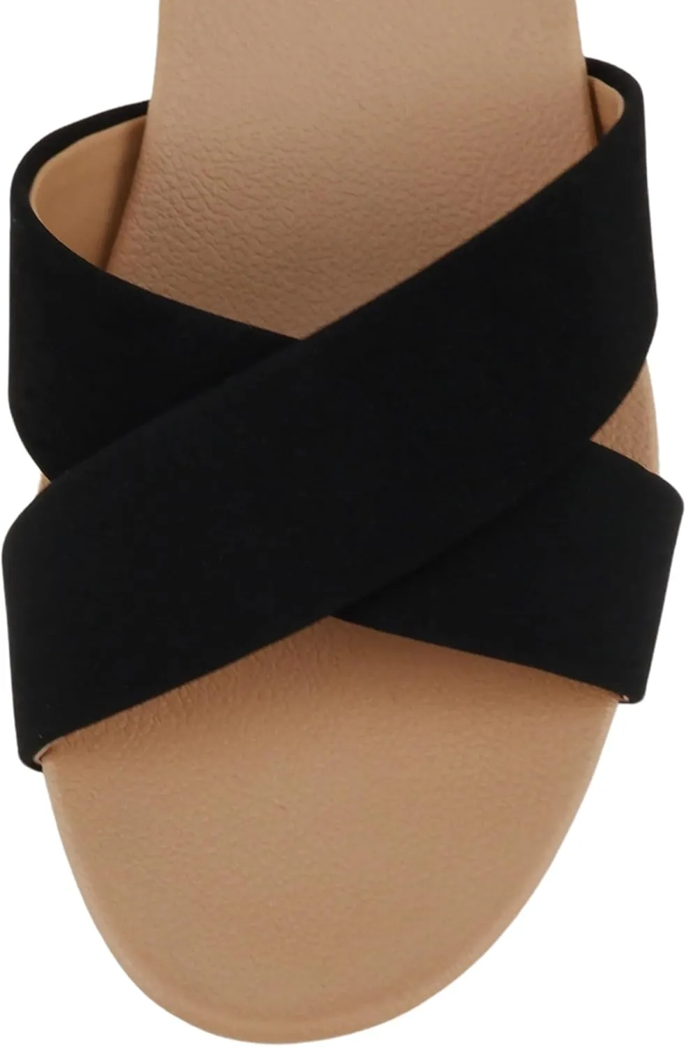 Soda “Donnie” ~ Women Open Round Toe Crisscross Band Low Heel Espadrille Wedge Sandal with Adjustable Ankle Strap