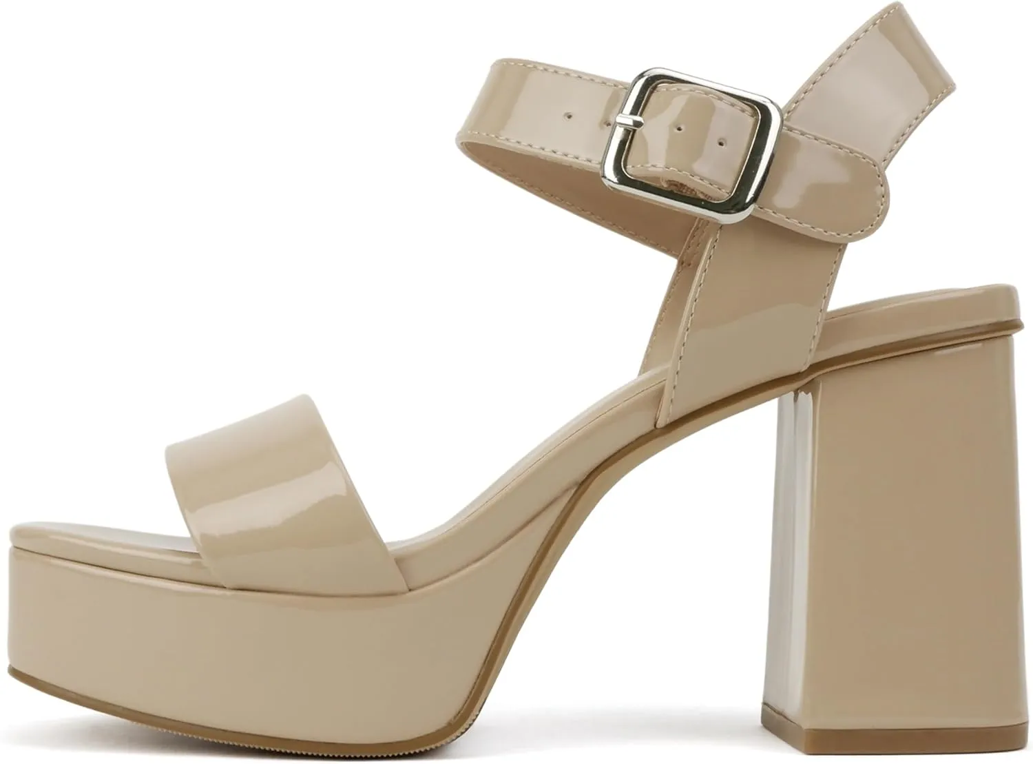 Soda “MACEY” ~ Women Open Square Toe Single Band High Heel Platform Dress Sandal with Adjustable Ankle Strap