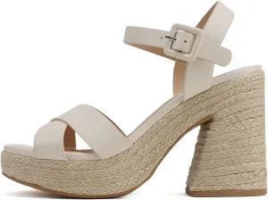 Soda “NOBLE” ~ Women Open Square Toe Crisscross Band Ankle Strap High Heel Espadrille Notch Wedge Sandal