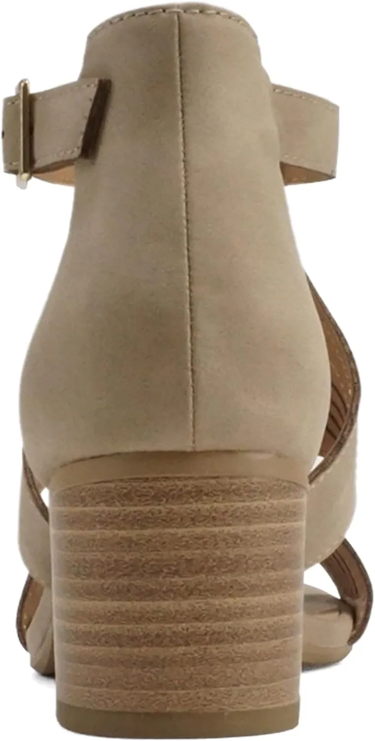 Soda “Norway” ~ Women Open Toe Closed Back Counter Cutout Upper Low Block Heel Sandal with Adjustable Ankle Strap