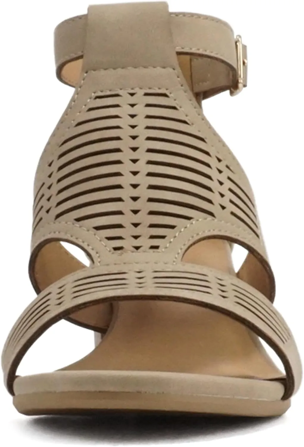 Soda “Norway” ~ Women Open Toe Closed Back Counter Cutout Upper Low Block Heel Sandal with Adjustable Ankle Strap