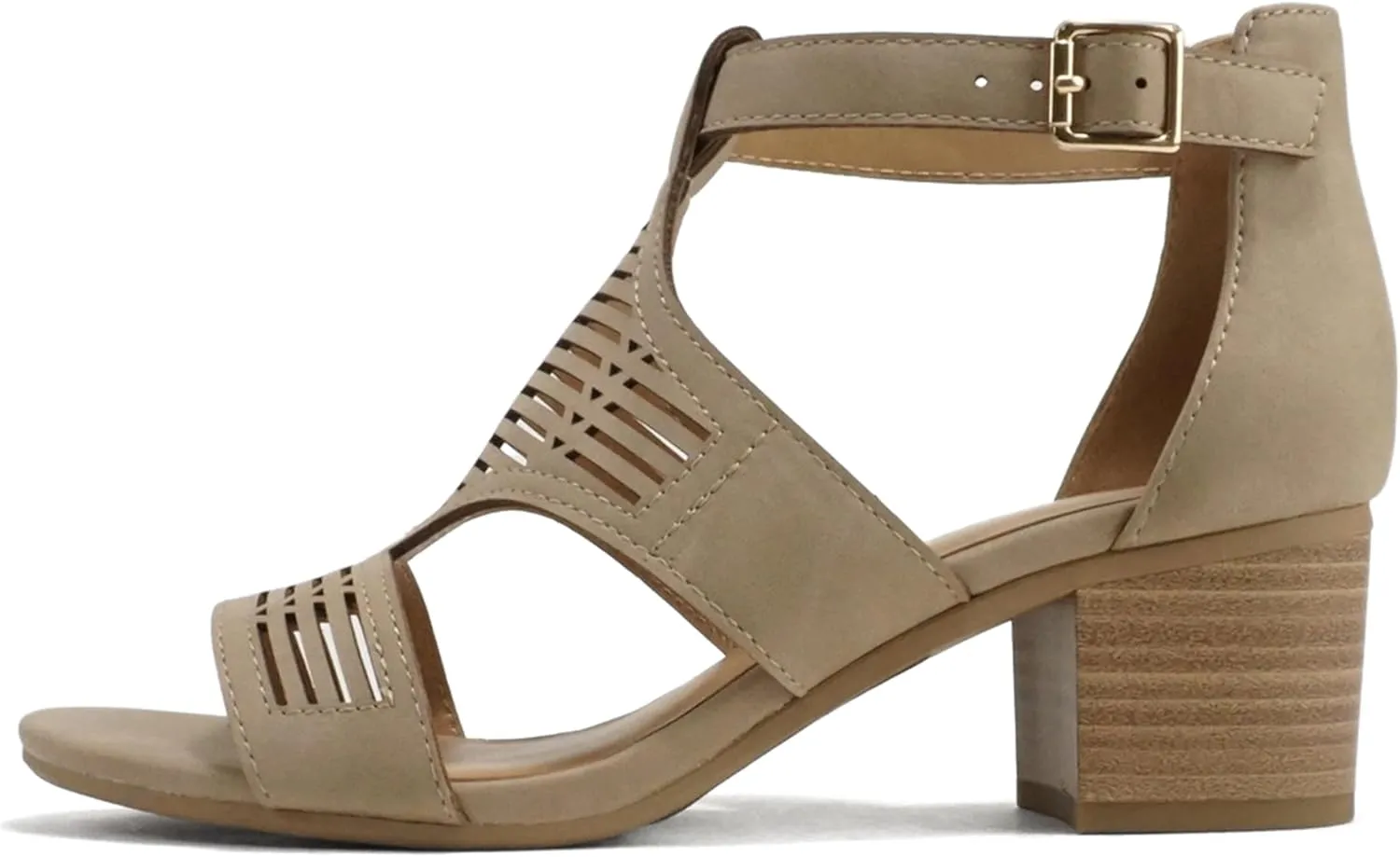 Soda “Norway” ~ Women Open Toe Closed Back Counter Cutout Upper Low Block Heel Sandal with Adjustable Ankle Strap