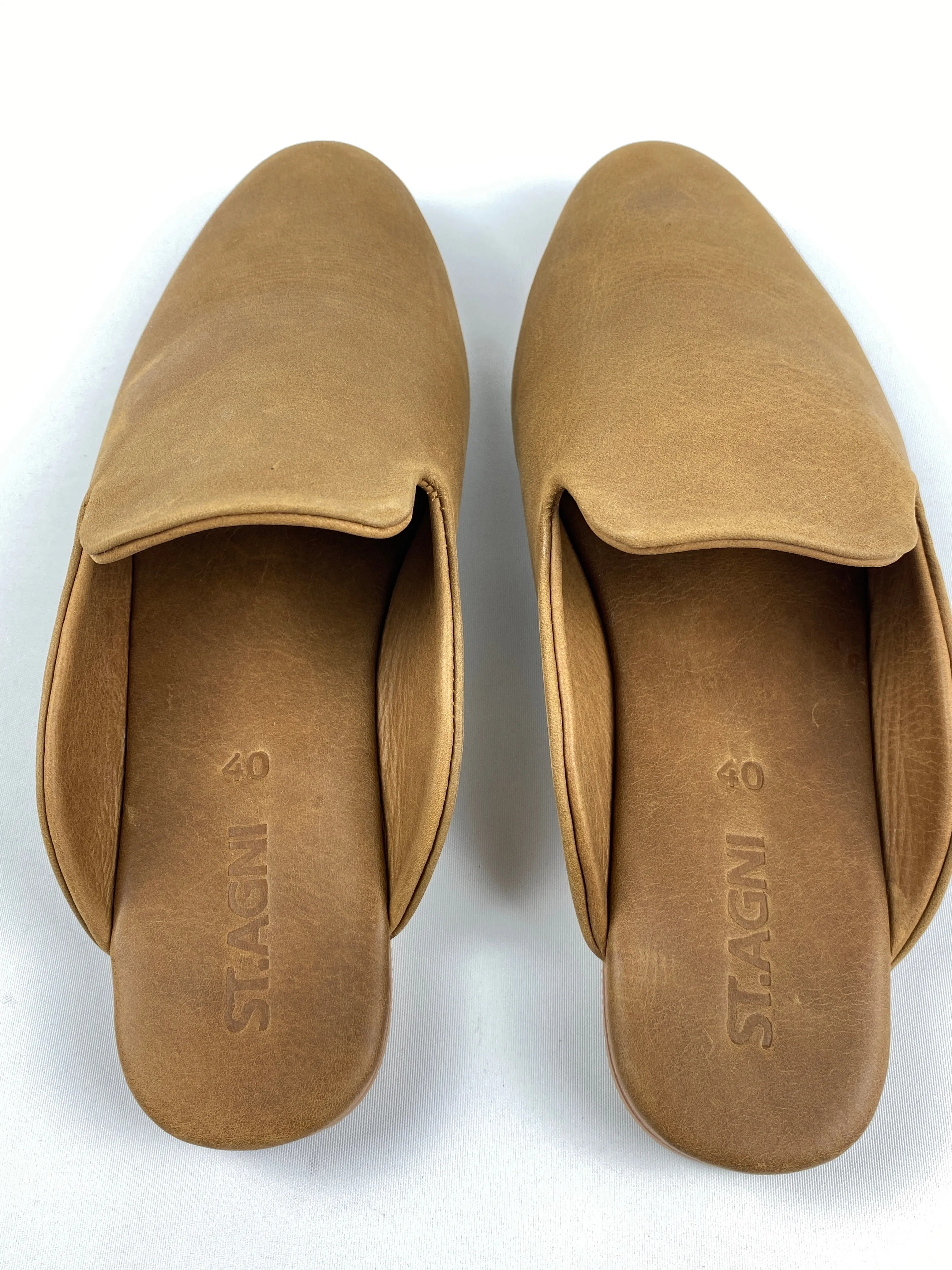 ST AGNI - HUGO LOAFER SLIDE IN HAVANA - SZ 40 - NEW IN BOX