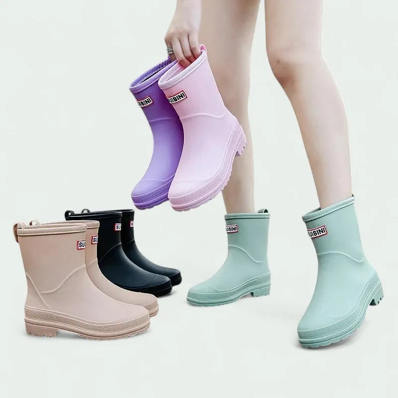 Strazoro | Lightweight Waterproof Mid-Calf Rain Boots with Grip Sole (Women)