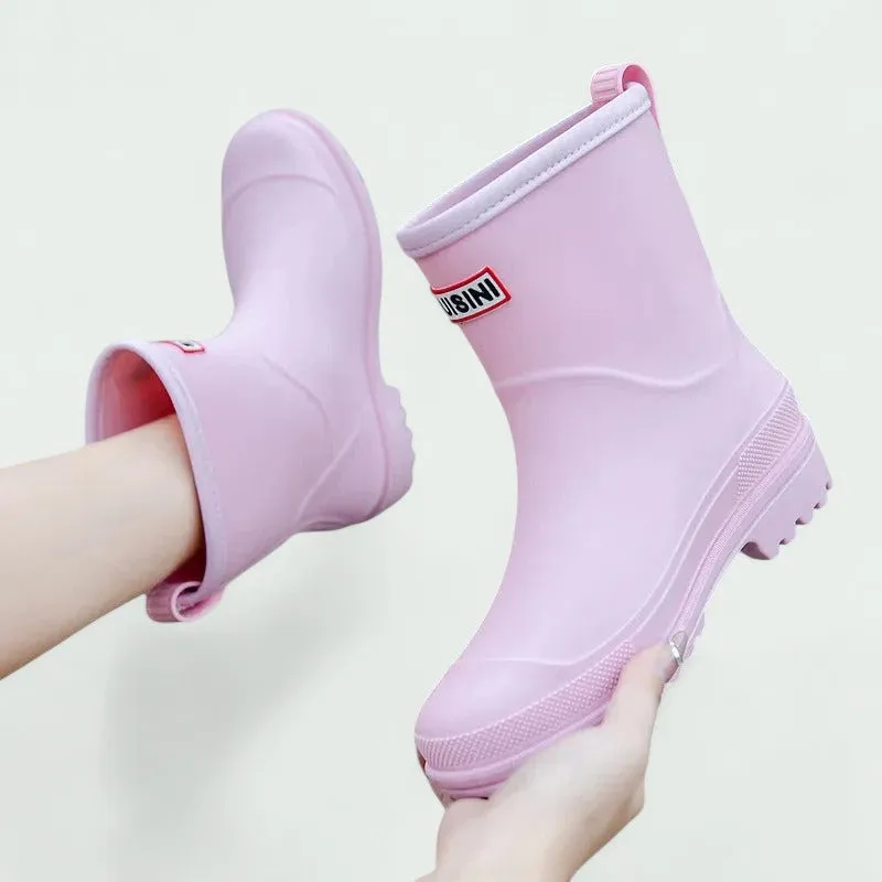 Strazoro | Lightweight Waterproof Mid-Calf Rain Boots with Grip Sole (Women)