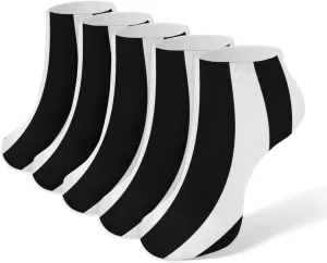 Stripes Black White Ankle Socks for Men & Women, 5 Pairs Breathable Soft Low Cut Socks, Stretch Sweat Wicking Sox