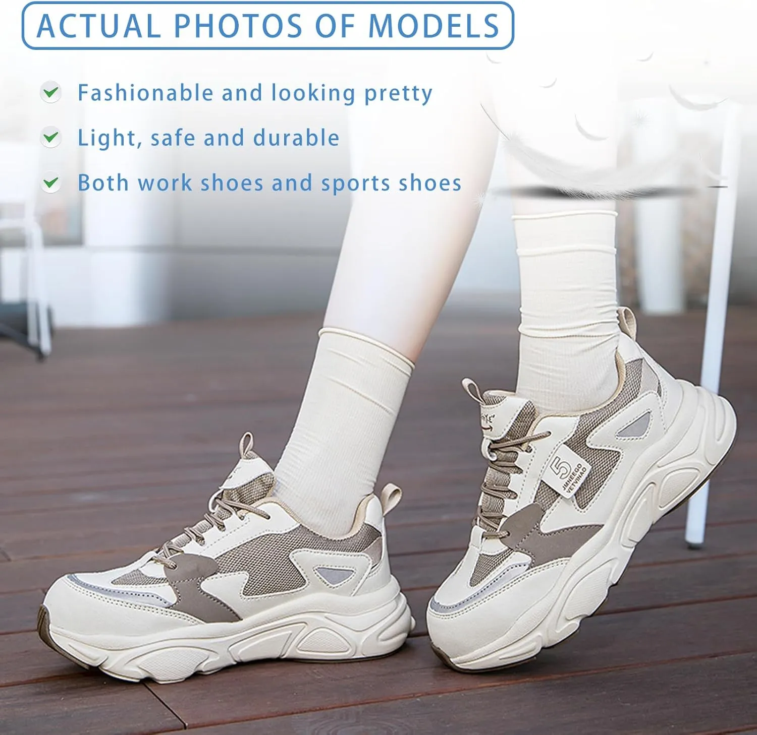 Summer Women's Breathable Safety Shoes Steel Toe Work Shoes, Anti-Smash Composite Steel Toe   Anti-Puncture Kevlar, Girls Hiking Outdoor Shoes Sneakers