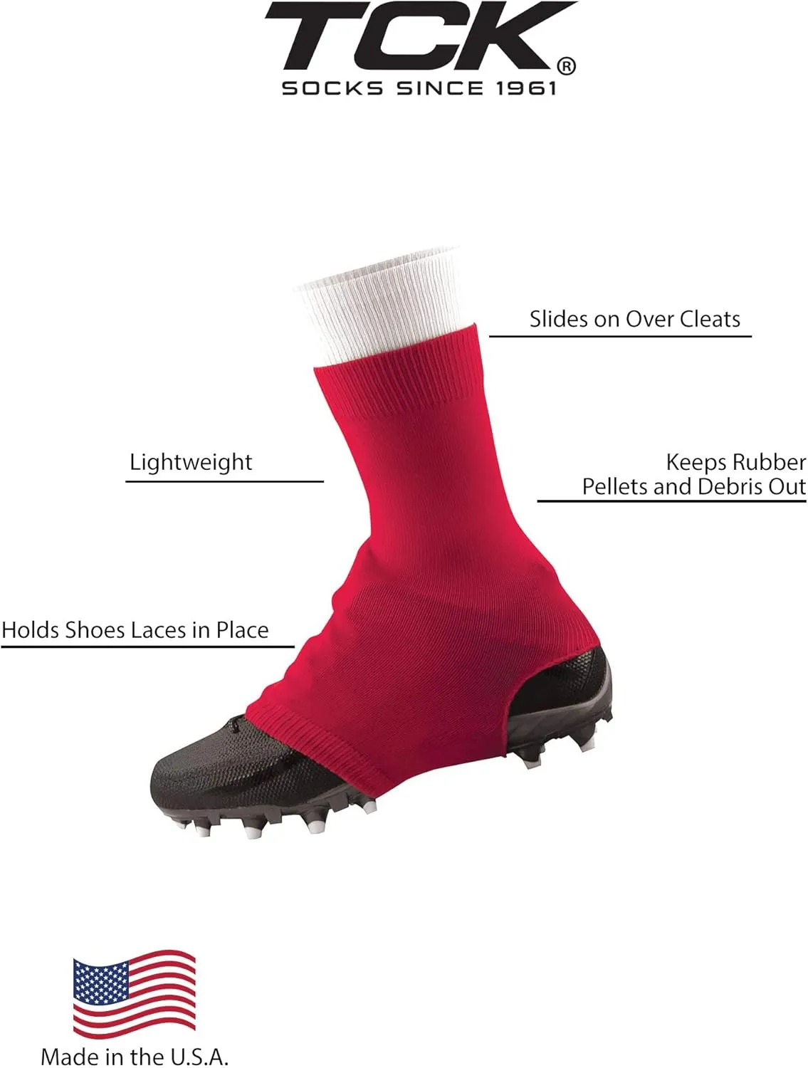 TCK Football Spat Cleat Covers - Lace Covers Youth and Adult Sizes for Boys Girls Men Women Soccer