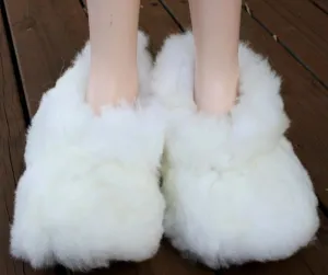 The Best Baby Alpaca Fur White Slippers Unisex