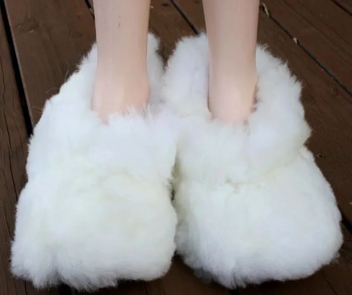 The Best Baby Alpaca Fur White Slippers Unisex