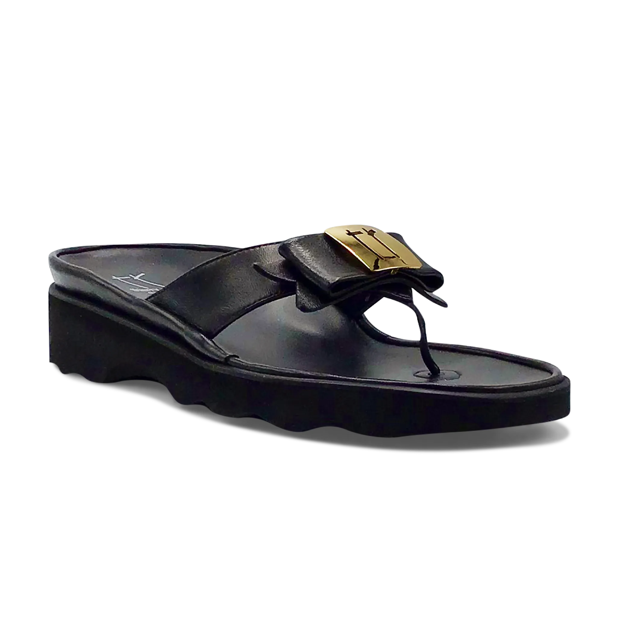 Thierry Rabotin Women's Kristen 1330 Black Leather Gold Button