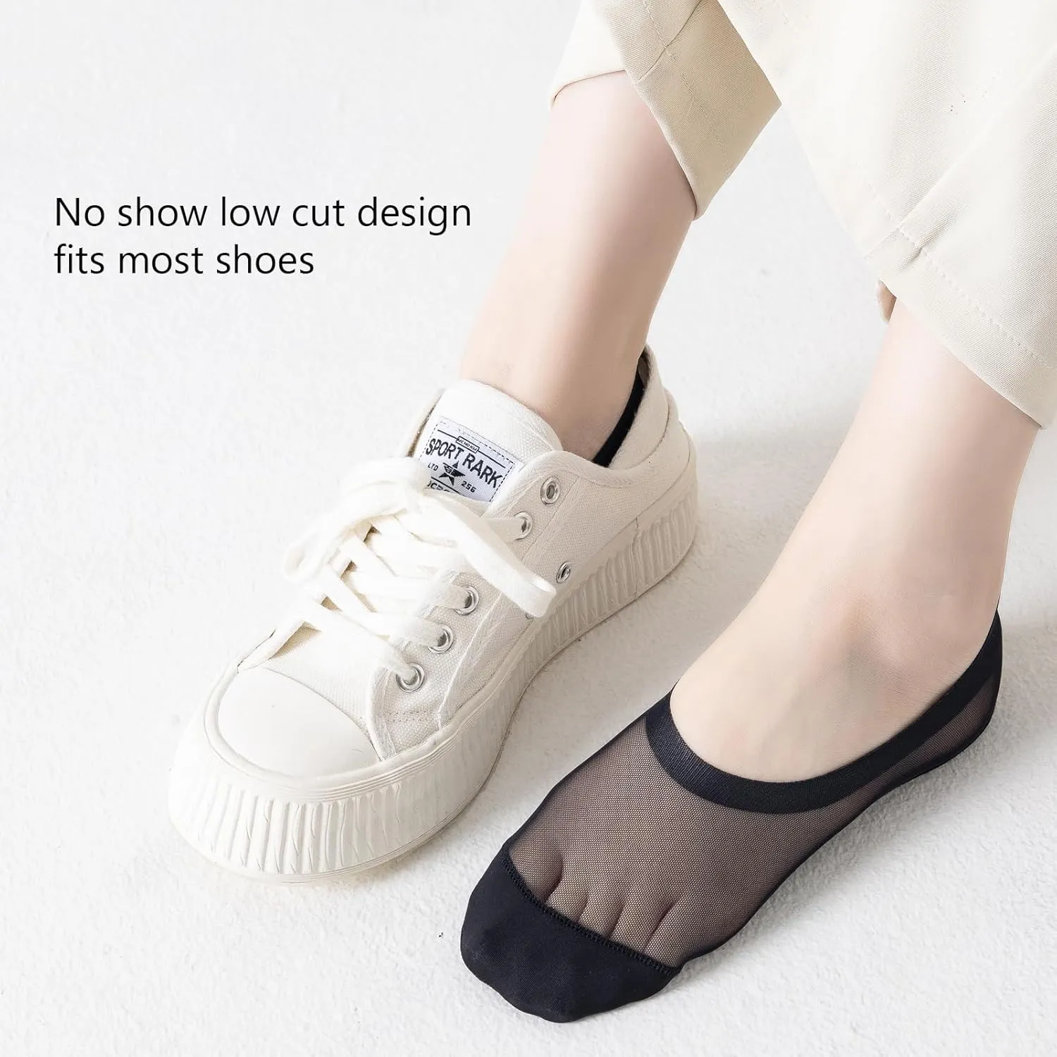 Thin No Show Socks Womens Low Cut Mesh Liner Socks Non Slip Invisible Breathable Footies