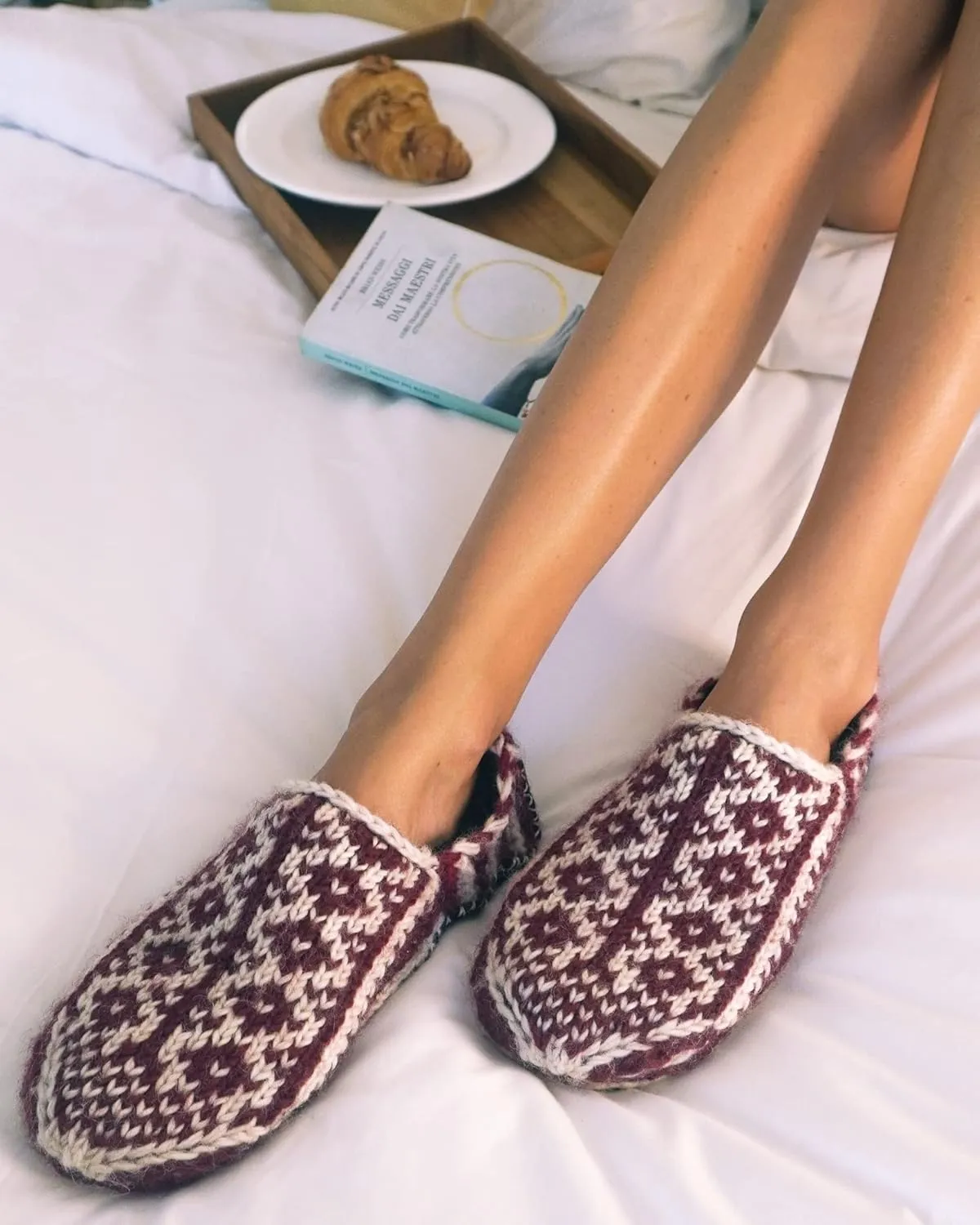Tibetan Socks Hand Knit Wool Fleece Lined Bootie Slippers
