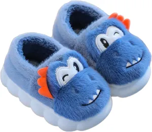 Toddler House Slippers for Winter : Boys Girls Fur Lined Warm Cartoon Animal Slippers Kids Dinosaur Cute Non-slip Indoor Shoes