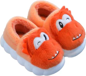Toddler House Slippers for Winter : Boys Girls Fur Lined Warm Cartoon Animal Slippers Kids Dinosaur Cute Non-slip Indoor Shoes