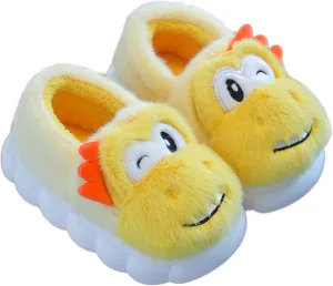 Toddler House Slippers for Winter : Boys Girls Fur Lined Warm Cartoon Animal Slippers Kids Dinosaur Cute Non-slip Indoor Shoes