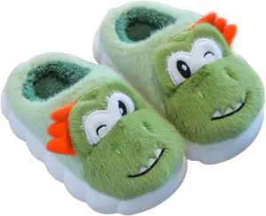 Toddler House Slippers for Winter : Boys Girls Fur Lined Warm Cartoon Animal Slippers Kids Dinosaur Cute Non-slip Indoor Shoes