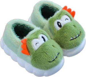 Toddler House Slippers for Winter : Boys Girls Fur Lined Warm Cartoon Animal Slippers Kids Dinosaur Cute Non-slip Indoor Shoes