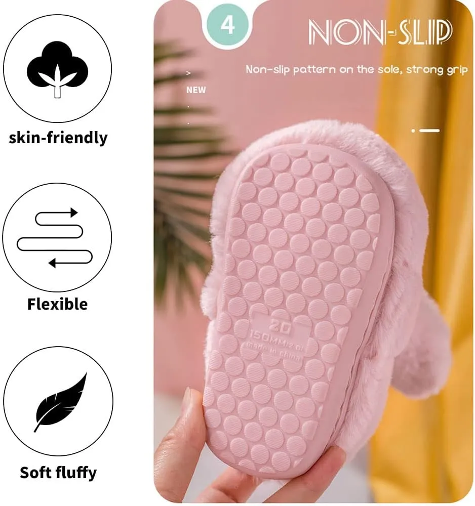 Toddler Rabbit Winter Slippers - Soft Plush Indoor Bunny Slippers for Girls & Boys