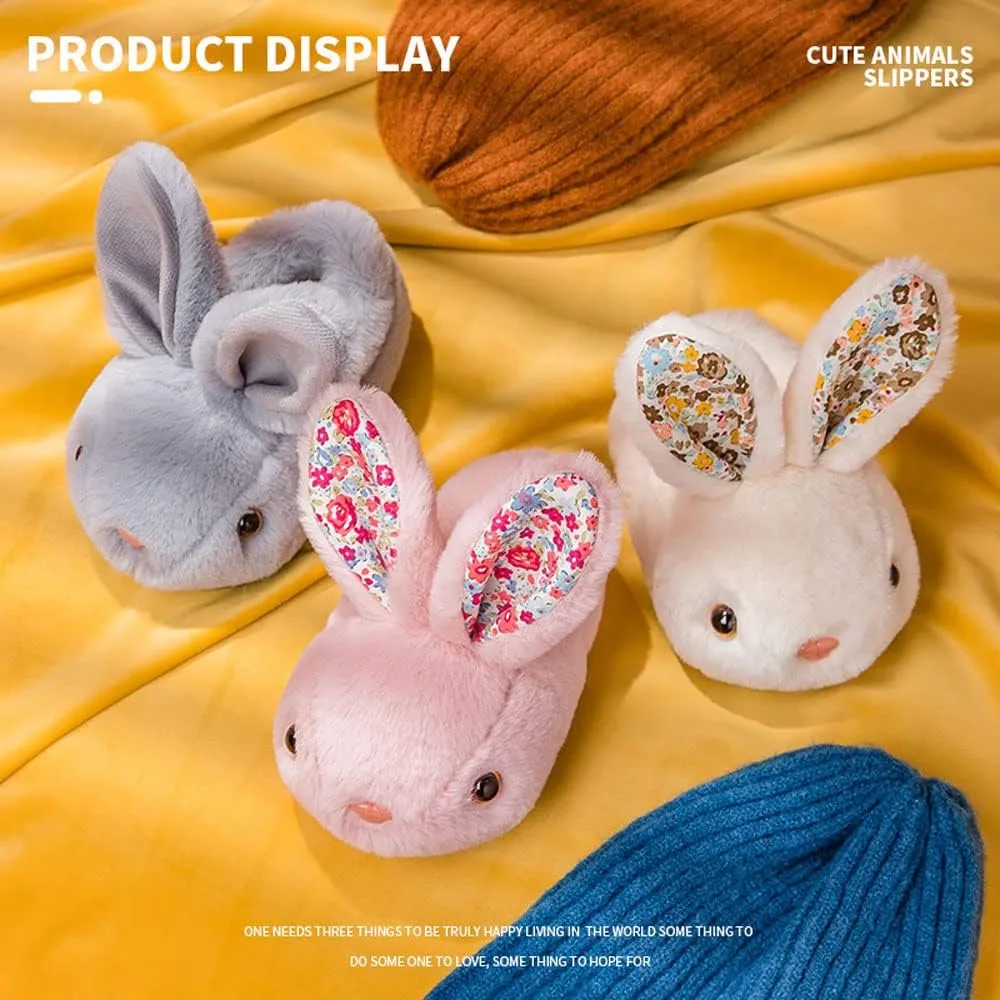 Toddler Rabbit Winter Slippers - Soft Plush Indoor Bunny Slippers for Girls & Boys