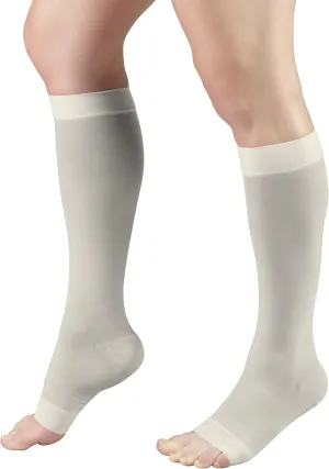 Truform Sheer Compression Stockings, 15-20 mmHg, Women's Knee High Length, Open Toe, 20 Denier, Ivory, Large