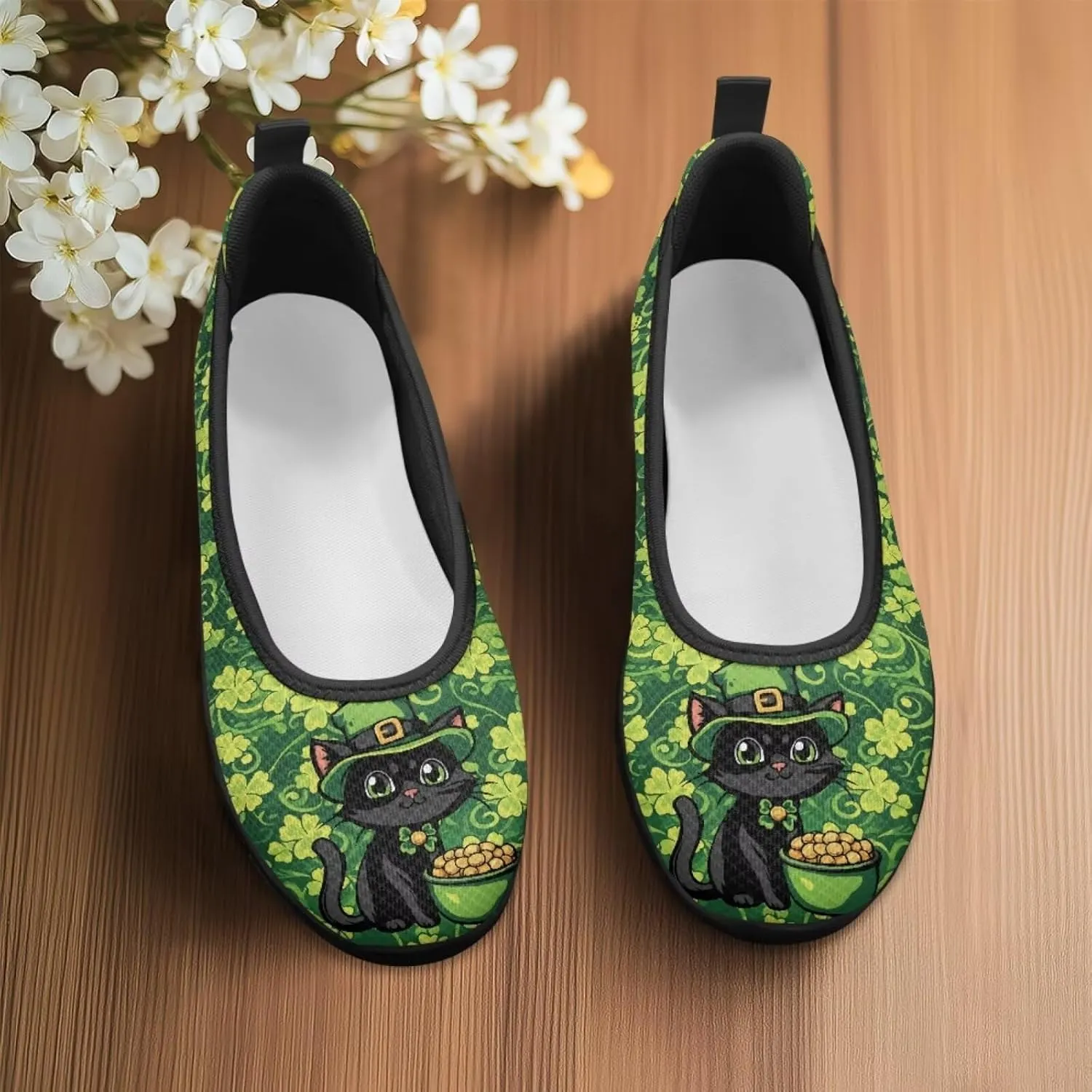 UNICEU St Patrick's Day Slip On Shoes for Women Breathable Low Top Casual Flats Non-Slip Fashion Running Sneakers
