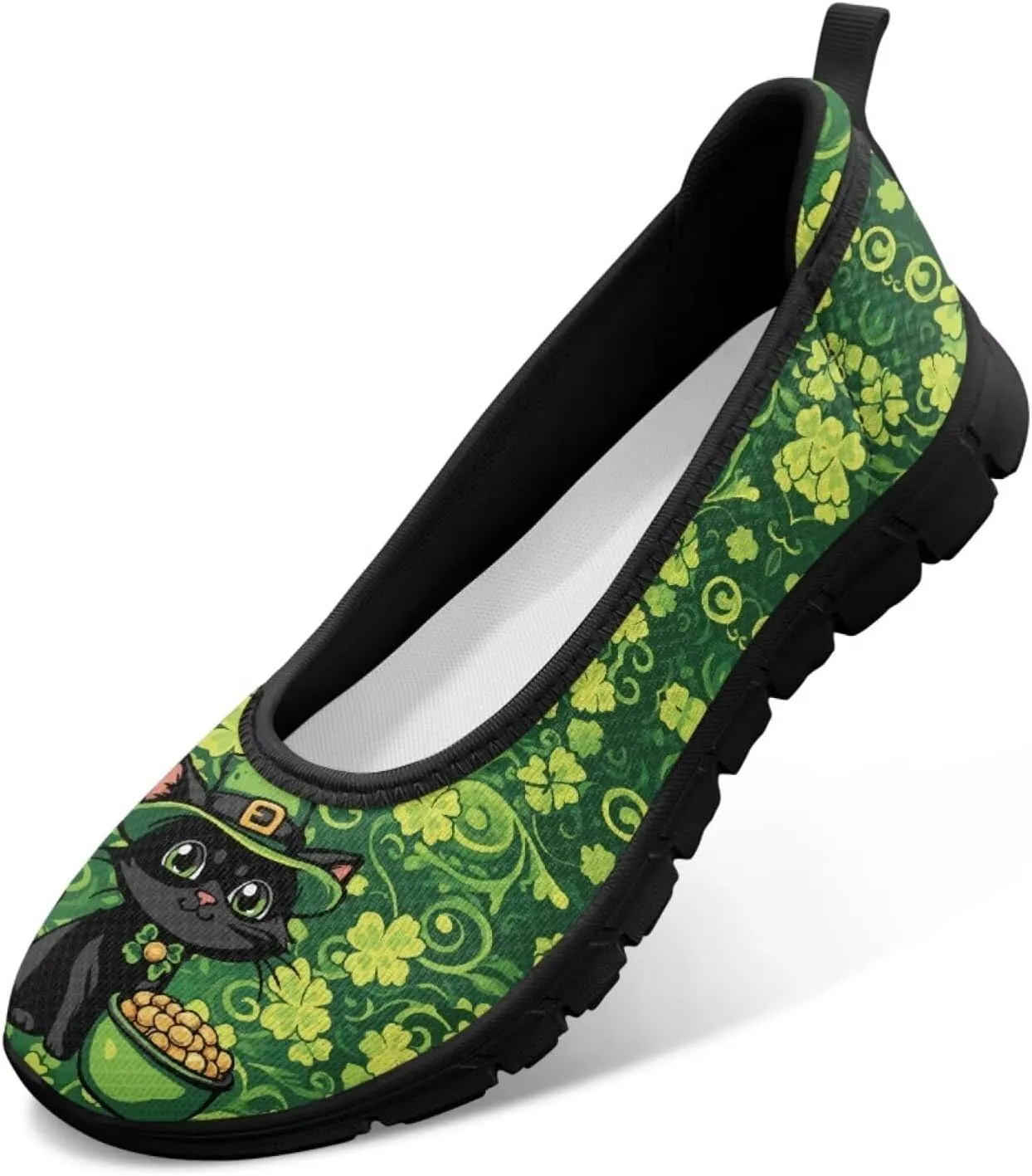 UNICEU St Patrick's Day Slip On Shoes for Women Breathable Low Top Casual Flats Non-Slip Fashion Running Sneakers