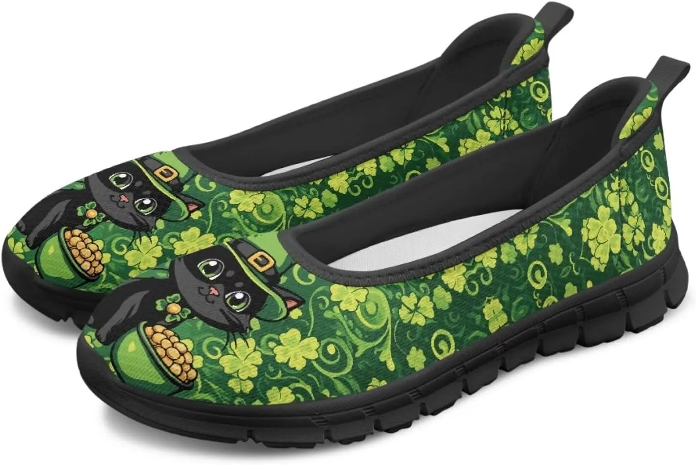 UNICEU St Patrick's Day Slip On Shoes for Women Breathable Low Top Casual Flats Non-Slip Fashion Running Sneakers