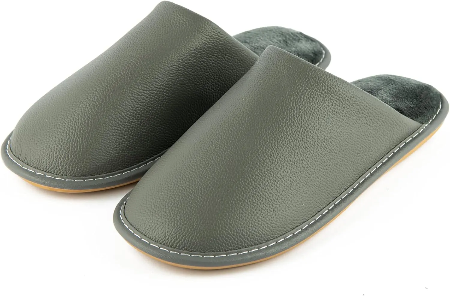 Unisex Genuine Leather House Slippers for Men and Women, Indoor Slip-On Slippers, Non-Slip Sole, Soft Lining, Comfortable and Durable Home Shoes
