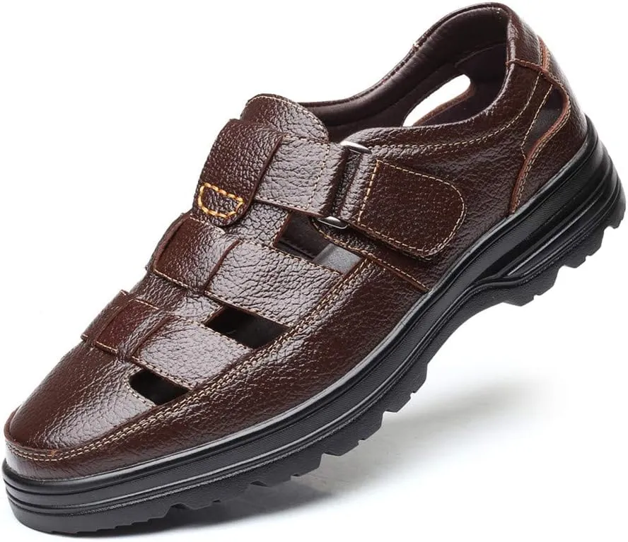 Veslexth Men Business Working Sandals Man Summer Office Breathable Loafers Leather Walking Slip-on Casual Oxfords Male Cocktail Party Fashion Dress Formal Shoes