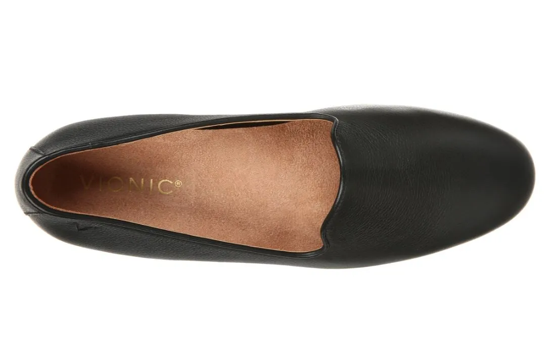 Vionic Onyx Leather Willa II Women's Slip on Flat Shoes WILLAII-005