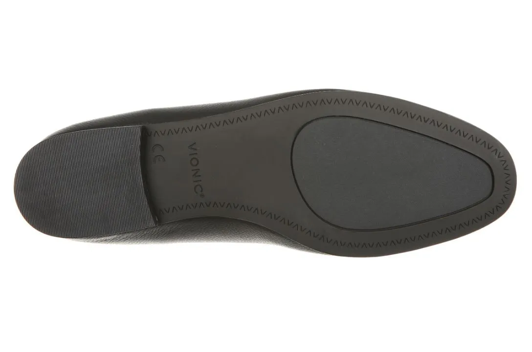 Vionic Onyx Leather Willa II Women's Slip on Flat Shoes WILLAII-005