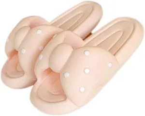 VOIV Cute Multi Colored Bow Tie Pillow Slipper Cloud Slides Non-Slip Summer Slipper