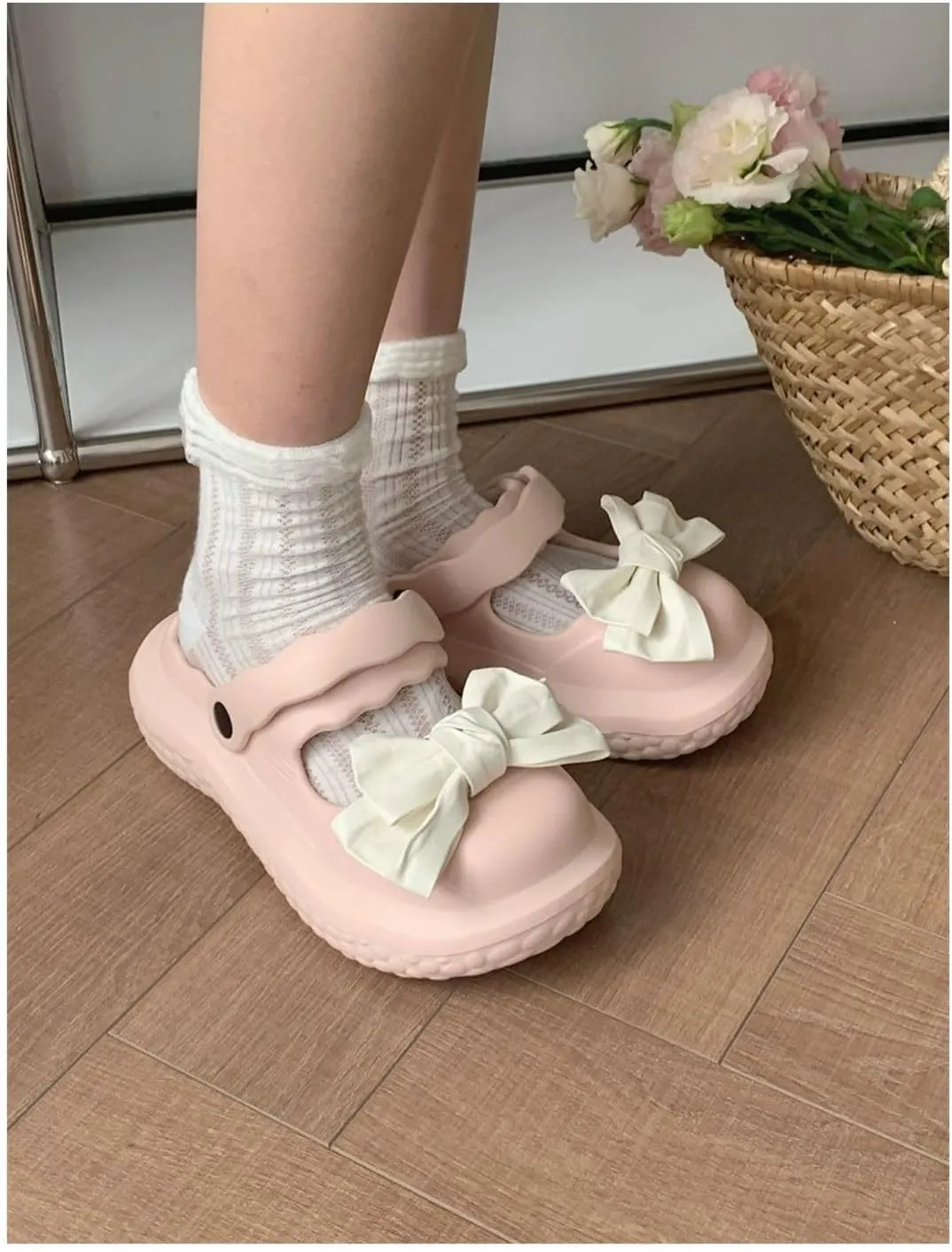 VOIV Cute Multi Colored Bow Tie Pillow Slipper Cloud Slides Non-Slip Summer Slipper